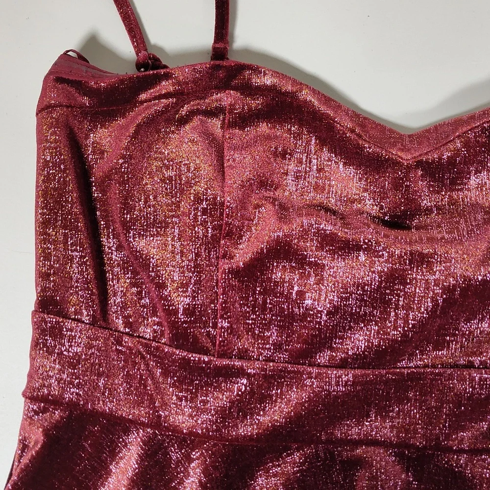 Free People Shattered Shine‎ velvet mini dress berry pink L